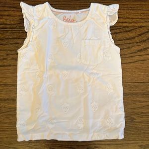 Mini Boden girls size 5-6yrs white embroidered shirt.
